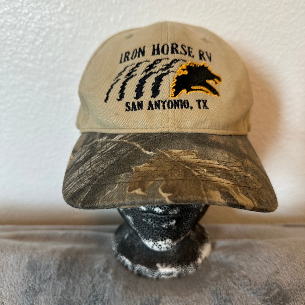 Daystone Mens Iron Horse RV San Antonio Hat OS Tan Camo American Flag Embroidery